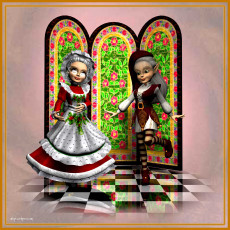 Картинка 3д графика people люди внучка бабушка