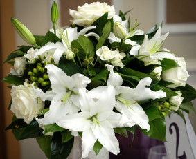 Картинка цветы букеты композиции розы лилии