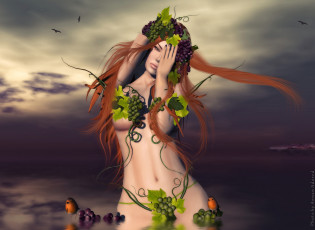 Картинка 3д графика people люди малиновки виноград фигура девушка