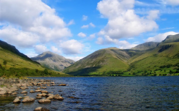 Картинка природа реки озера облака горы камни озеро