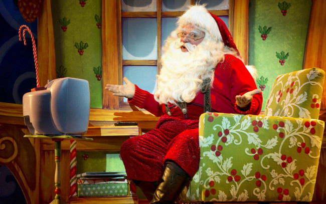 Обои картинки фото праздничные, дед, мороз, борода, колпак, очки