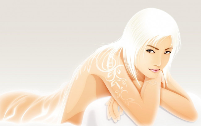 Обои картинки фото рисованные, люди, блондинка, взгляд, девушка