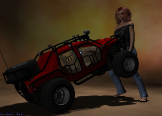 Картинка 3д+графика люди+ people автомобиль фон взгляд девушка