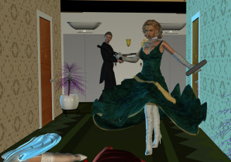 Картинка 3д+графика фантазия+ fantasy коридор девушка мужчина