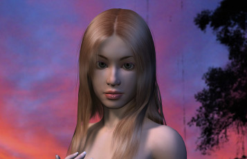 Картинка 3д+графика портрет+ portraits девушка взгляд фон