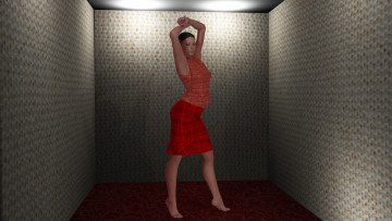 Картинка 3д+графика люди+ people девушка взгляд фон платье