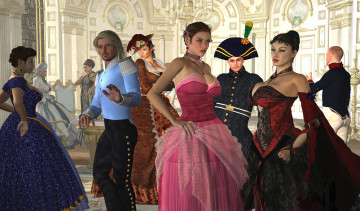 Картинка 3д+графика люди+ people девушки мужчины бал взгляд