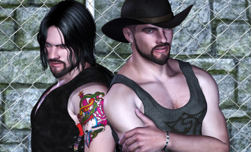 Картинка 3д+графика люди+ people мужчины взгляд фон