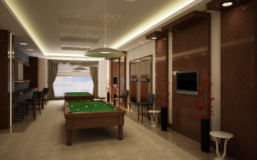 обоя 3д графика, реализм , realism, шары, бильярдный, стол, стулья