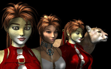 Картинка 3д+графика существа+ creatures ягуар девушки взгляд фон