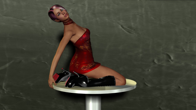 Обои картинки фото 3д графика, люди , people, рыжая, фон, взгляд, девушка