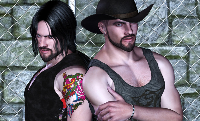 Обои картинки фото 3д графика, люди , people, мужчины, взгляд, фон