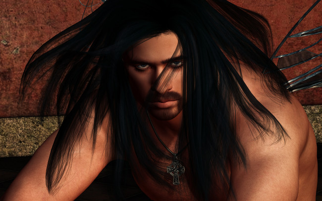 Обои картинки фото 3д графика, люди , people, волосы, взгляд, мужчина