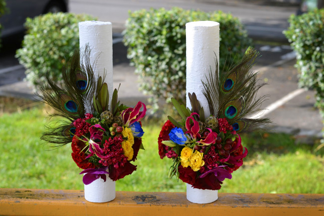 Обои картинки фото цветы, букеты,  композиции, эустома, орхидеи, розы, каллы, букет