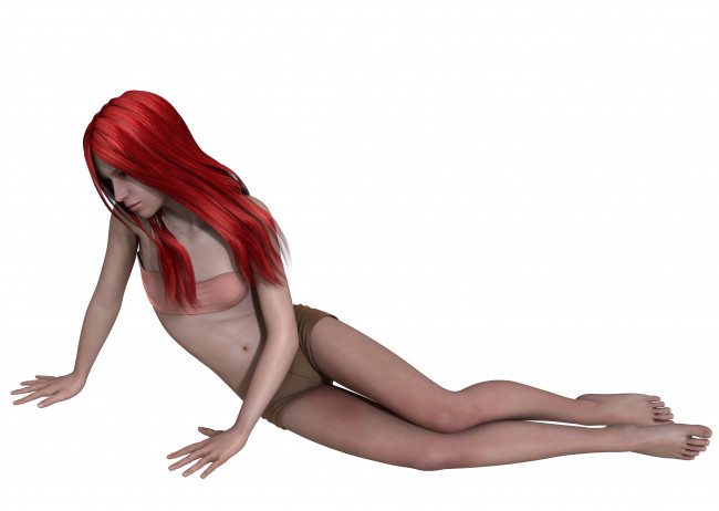 Обои картинки фото 3д графика, люди , people, рыжая, фон, девушка, взгляд