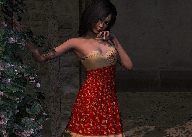 Обои картинки фото 3д графика, люди , people, фон, взгляд, девушка