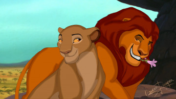 Картинка векторная+графика мультфильмы+ cartoons лев львица цветок