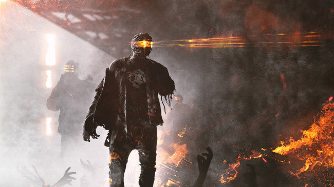 Обои картинки фото фэнтези, роботы,  киборги,  механизмы, art, смерть, фантастика, огонь, киборг, разрушение, робот