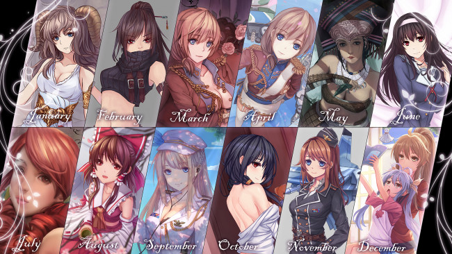 Обои картинки фото аниме, unknown,  другое, коллаж, арт, девушки