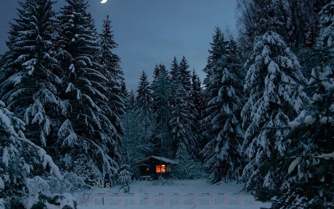 Обои картинки фото календари, города, 2018, освещение, постройка, деревья, снег