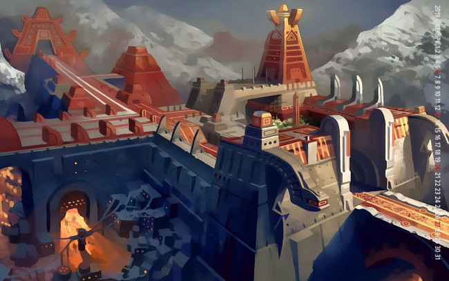 Обои картинки фото календари, фэнтези, 2019, calendar, город, здание, постройка, сооружение