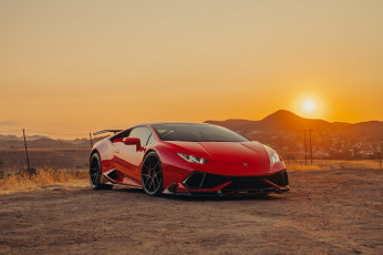 Картинка автомобили lamborghini sun sunset red vag huracan
