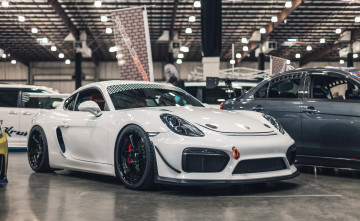 Картинка автомобили выставки+и+уличные+фото porsche cayman coupe white stance stencenation