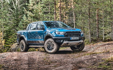Картинка автомобили ford 2021 ranger raptor se 4k вид спереди экстерьер синий пикап новый рейнджер раптор американские форд