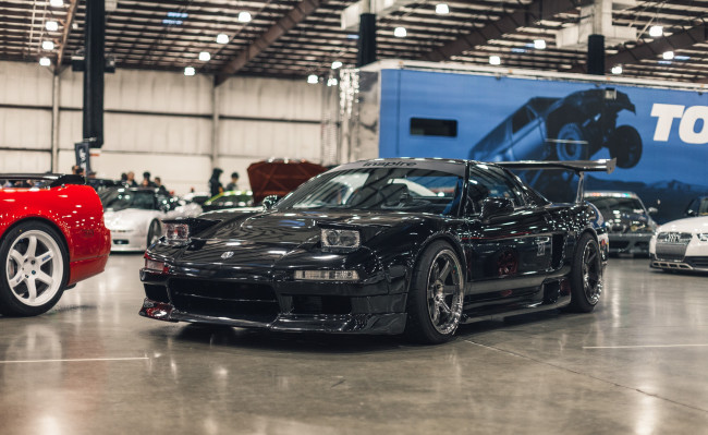 Обои картинки фото автомобили, выставки и уличные фото, honda, front, black, nsx, stance, stancenation