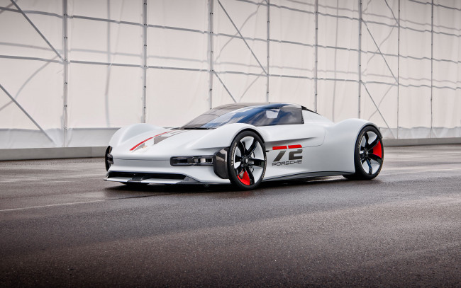 Обои картинки фото автомобили, porsche, 2021, vision, gran, turismo, вид, спереди, экстерьер, гоночный, автомобиль, белый, немецкие, порше