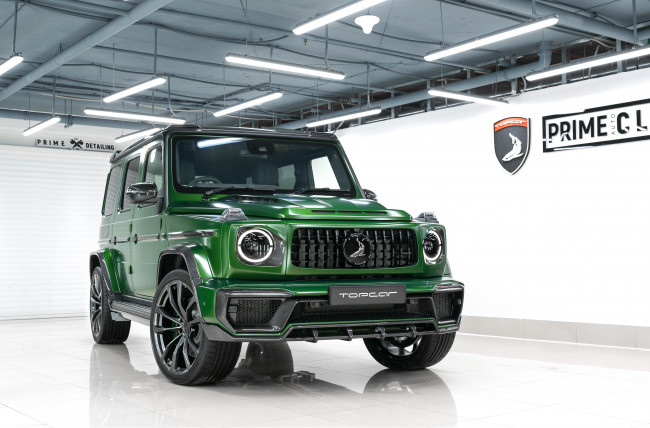 Обои картинки фото автомобили, mercedes-benz, mercedes, side, g-class, topcar, w463, green, inferno