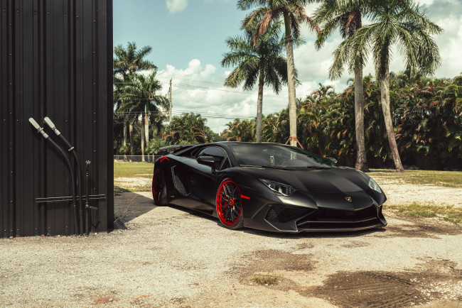 Обои картинки фото автомобили, lamborghini, red, wheels, aventador, sv