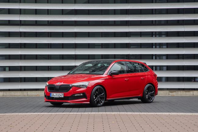 Обои картинки фото автомобили, skoda, red, abt, scala, edition, s
