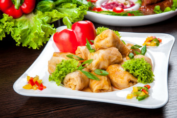 обоя еда, вторые блюда, голубцы, зелень, перец