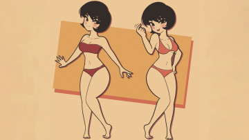 Картинка рисованное люди девушка в бикини