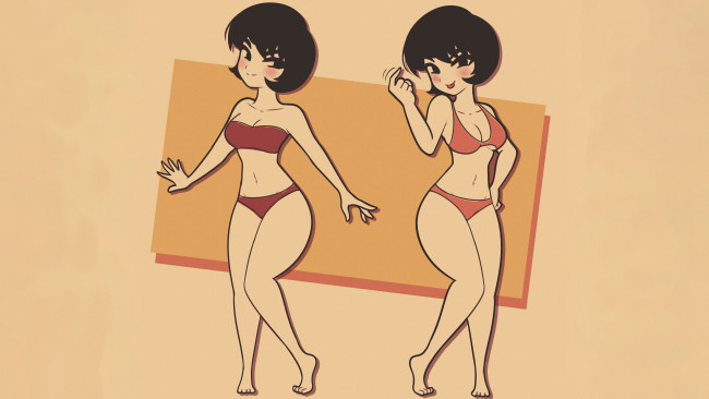 Обои картинки фото рисованное, люди, девушка, в, бикини