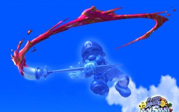 обоя видео игры, super mario bros, марио, кисть, краска, небо, облако