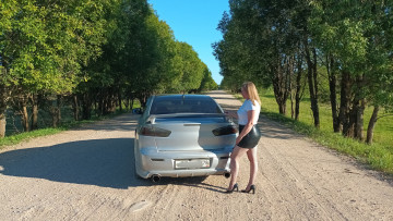 обоя автомобили, -авто с девушками, mitsubishi, lancer