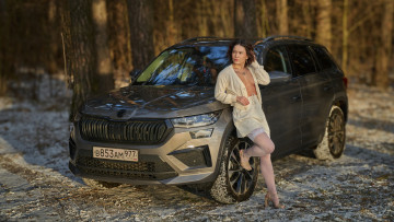 обоя автомобили, -авто с девушками, skoda, kodiaq