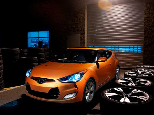 Обои картинки фото veloster, 2011, автомобили, выставки, уличные, фото, hyundai