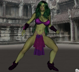 Картинка 3д+графика creatures+ существа девушка руины