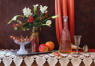 Картинка еда натюрморт яблоки конфеты букет