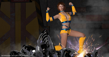 Картинка 3д+графика fantasy+ фантазия драка робот девушка