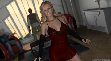 Картинка 3д+графика people+ люди платье взгляд девушка