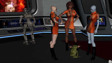 Картинка 3д+графика fantasy+ фантазия девушка существа робот