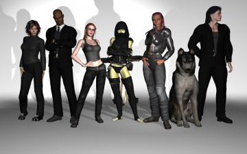 обоя 3д графика, people , люди, собака