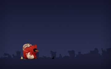 Картинка рисованные минимализм черный кот монстр мешки ночь