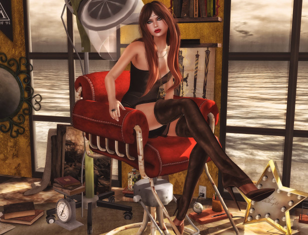 Обои картинки фото 3д графика, people , люди, каблуки, кресло