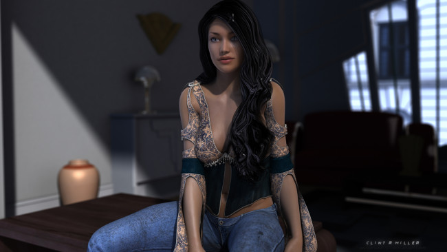 Обои картинки фото 3д графика, people , люди, девушка, взгляд