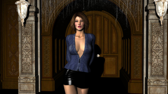 Обои картинки фото 3д графика, people , люди, комната, взгляд, девушка